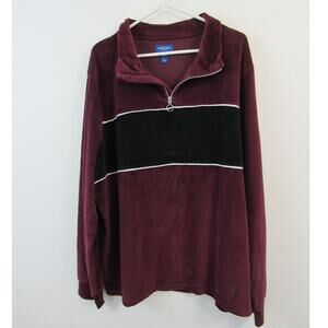 NWT Arizona Jean Co. XXL Men’s Retro Velour Mock Neck Sweatshirt Autumn Burgundy